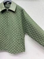 GUCCI Green jacquard leather collar jacket High-end handmade quality clothing - Image 10