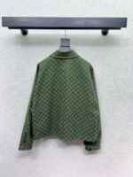GUCCI Green jacquard leather collar jacket High-end handmade quality clothing - Image 9