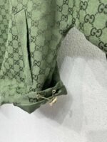 GUCCI Green jacquard leather collar jacket High-end handmade quality clothing - Image 8