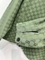 GUCCI Green jacquard leather collar jacket High-end handmade quality clothing - Image 6