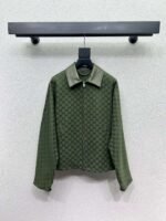 GUCCI Green jacquard leather collar jacket High-end handmade quality clothing - Image 5