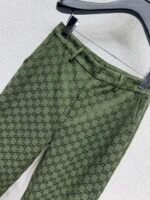 GUCCI series green jacquard suit trousers Advanced handmade high-quality trousers - Image 7