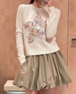 DIOR limited edition five-star floral embroidered cashmere long-sleeved top