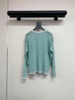 Celine’s new spring/summer green and white striped smiley face round neck long-sleeved knit sweater - Image 6