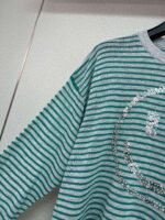 Celine’s new spring/summer green and white striped smiley face round neck long-sleeved knit sweater - Image 4