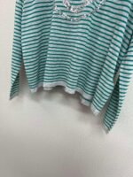 Celine’s new spring/summer green and white striped smiley face round neck long-sleeved knit sweater - Image 3