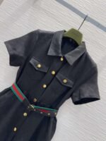 GUCCI new arrival jacquard collared dress with belt - Image 8