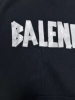 BALENCIAGA textured paper silver belt hooded sweatshirt with frayed edge high-quality fabric 480g heavy cotton - Image 6