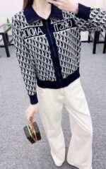 DIOR 2025 new lapel jacquard knitted cardigan wool yarn weaving - Image 11