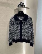 DIOR 2025 new lapel jacquard knitted cardigan wool yarn weaving - Image 10