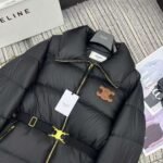 Celine’s new stand-collar zip-up down jacket, featuring a custom-designed Arc de Triomphe metal elastic belt, is filled with 90% white goose down. High-quality down jackets - Image 8