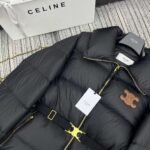 Celine’s new stand-collar zip-up down jacket, featuring a custom-designed Arc de Triomphe metal elastic belt, is filled with 90% white goose down. High-quality down jackets - Image 4