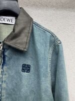 Loewe leather collar denim jacket quality clothing jacket - Image 8