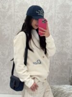 DIOR new embroidered cotton blend button cardigan sweater 1:1 advanced version - Image 5