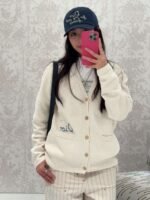 DIOR new embroidered cotton blend button cardigan sweater 1:1 advanced version - Image 4