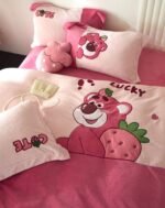 Disney Strawberry Bear Home Furnishing Four-piece Set Winter Quick-warming Fleece Fabric A Must-Have Winter Set for the Little Princess’ Room Specifications: Quilt Cover 200x230cm, Bed Sheet 250x250cm, Pillowcase: 48x74cm X2 - Image 7