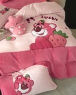 Disney Strawberry Bear Home Furnishing Four-piece Set Winter Quick-warming Fleece Fabric A Must-Have Winter Set for the Little Princess’ Room Specifications: Quilt Cover 200x230cm, Bed Sheet 250x250cm, Pillowcase: 48x74cm X2 - Image 3