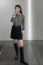 Celine 2025 Early Autumn Plaid Lapel Embroidered Shirt High Quality Clothes - Image 3