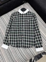 Celine 2025 Early Autumn Plaid Lapel Embroidered Shirt High Quality Clothes