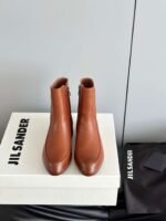 JIL SANDER New side zipper round toe ankle boots Chelsea granny boots Calfskin leather premium version 3.5cm higher inside - Image 14