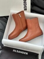 JIL SANDER New side zipper round toe ankle boots Chelsea granny boots Calfskin leather premium version 3.5cm higher inside - Image 13