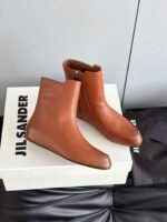 JIL SANDER New side zipper round toe ankle boots Chelsea granny boots Calfskin leather premium version 3.5cm higher inside - Image 12