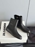 JIL SANDER New side zipper round toe ankle boots Chelsea granny boots Calfskin leather premium version 3.5cm higher inside - Image 11