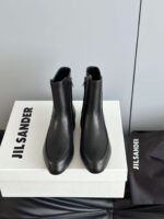 JIL SANDER New side zipper round toe ankle boots Chelsea granny boots Calfskin leather premium version 3.5cm higher inside - Image 9