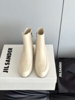 JIL SANDER New side zipper round toe ankle boots Chelsea granny boots Calfskin leather premium version 3.5cm higher inside - Image 8