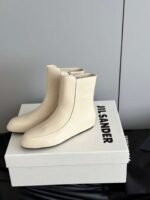 JIL SANDER New side zipper round toe ankle boots Chelsea granny boots Calfskin leather premium version 3.5cm higher inside - Image 7