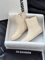 JIL SANDER New side zipper round toe ankle boots Chelsea granny boots Calfskin leather premium version 3.5cm higher inside - Image 6