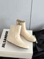 JIL SANDER New side zipper round toe ankle boots Chelsea granny boots Calfskin leather premium version 3.5cm higher inside - Image 5