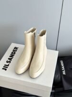 JIL SANDER New side zipper round toe ankle boots Chelsea granny boots Calfskin leather premium version 3.5cm higher inside - Image 2
