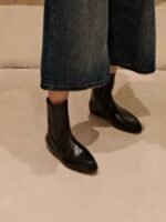 JIL SANDER New side zipper round toe ankle boots Chelsea granny boots Calfskin leather premium version 3.5cm higher inside - Image 3