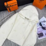 Hermès 2025 Autumn and Winter Series Hooded Double-faced Cashmere Short Jacket Double-faced Cashmere High-end Quality 1:1 - Image 10