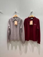 miumiu polo lapel loose sweater 100% cotton sweater high quality