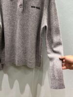 miumiu polo lapel loose sweater 100% cotton sweater high quality - Image 6