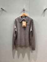 miumiu polo lapel loose sweater 100% cotton sweater high quality - Image 3