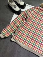 2025 Autumn and Winter Catwalk Style Colorful Plaid Lambswool Collar Jacket Premium Edition - Image 9