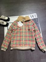 2025 Autumn and Winter Catwalk Style Colorful Plaid Lambswool Collar Jacket Premium Edition - Image 7