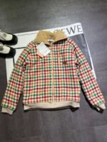 2025 Autumn and Winter Catwalk Style Colorful Plaid Lambswool Collar Jacket Premium Edition - Image 6