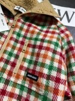 2025 Autumn and Winter Catwalk Style Colorful Plaid Lambswool Collar Jacket Premium Edition - Image 5