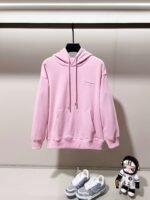 Balenciaga 420g pure cotton hooded sweatshirt with letter LOGO embroidery - Image 3
