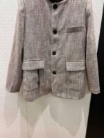 Loro Piana patchwork suede small stand collar vintage linen jacket - Image 10