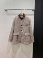 Loro Piana patchwork suede small stand collar vintage linen jacket - Image 3