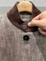 Loro Piana patchwork suede small stand collar vintage linen jacket - Image 5