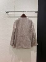 Loro Piana patchwork suede small stand collar vintage linen jacket - Image 4