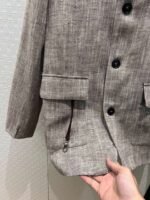 Loro Piana patchwork suede small stand collar vintage linen jacket - Image 2