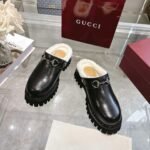 GUCCI Fall/Winter New Women’s Shearling Mules with Horsebit Buckle - Image 12