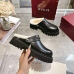 GUCCI Fall/Winter New Women’s Shearling Mules with Horsebit Buckle - Image 10